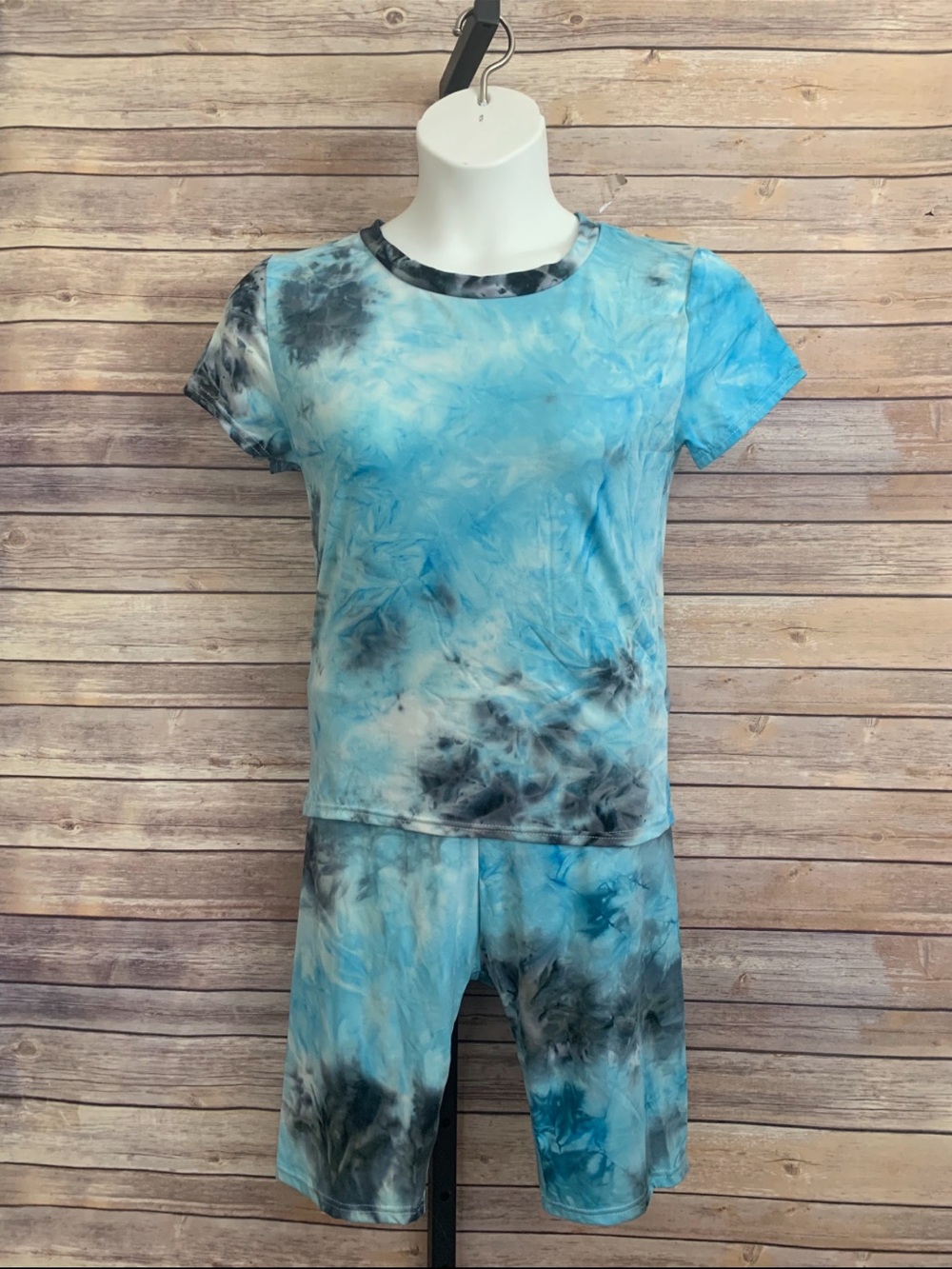 Ladies Blue Tie-Dye 2-Piece Set ( fits XL/1X)